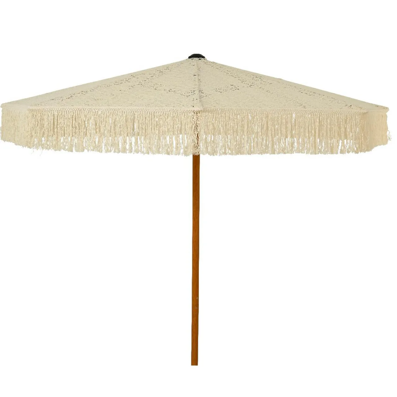 Parasol|#N/A Parasol de jardin rond à franges (D2 m) Isy Dentelle Beige