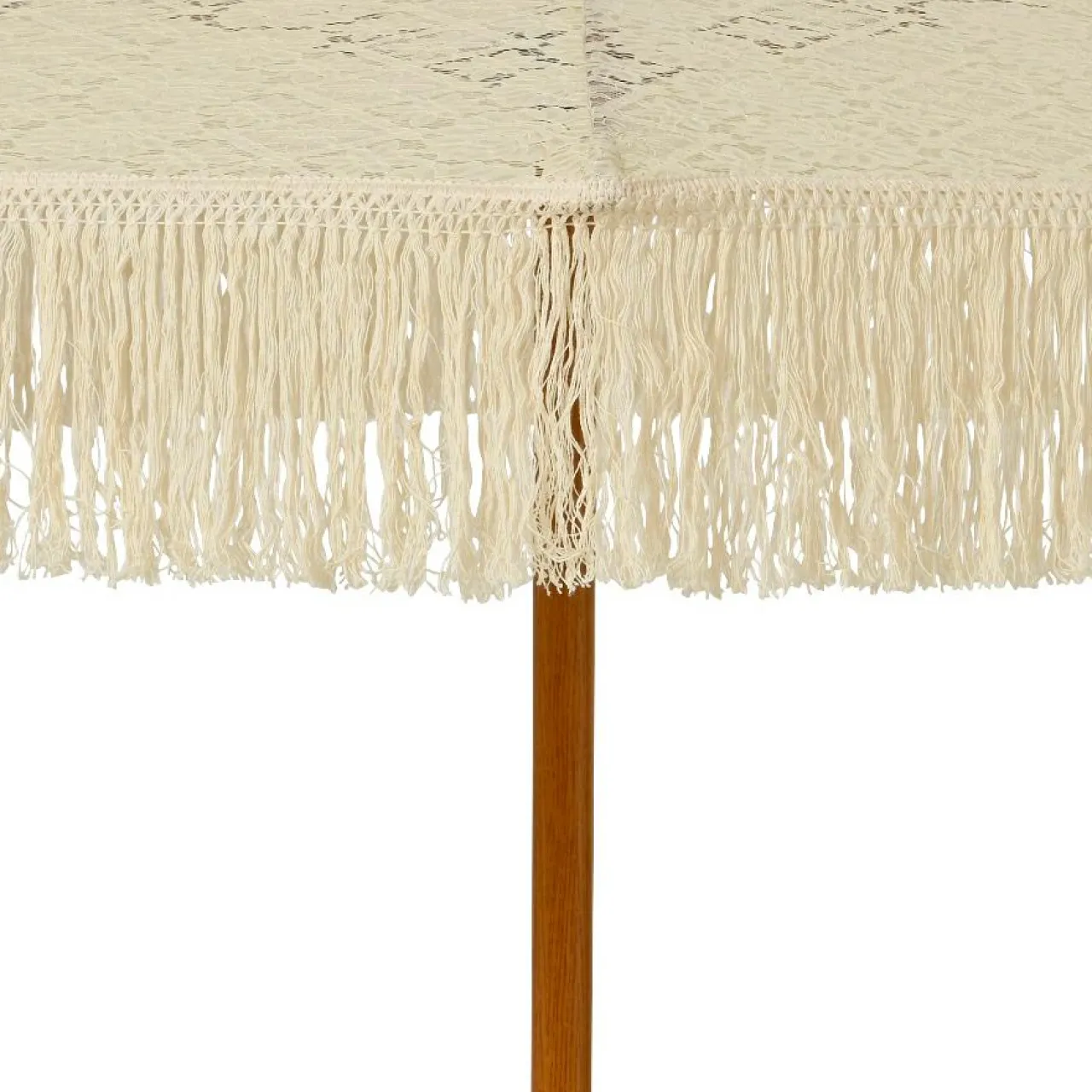 Parasol|#N/A Parasol de jardin rond à franges (D2 m) Isy Dentelle Beige