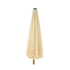 Parasol|#N/A Parasol de jardin rond à franges (D2 m) Isy Dentelle Beige