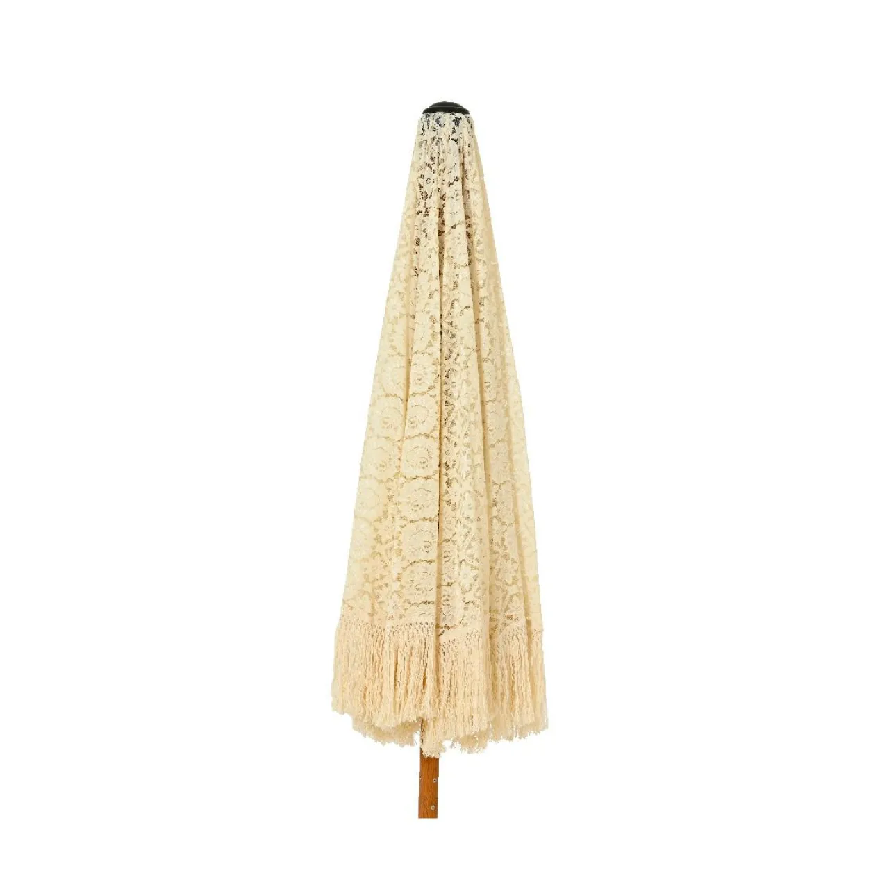 Parasol|#N/A Parasol de jardin rond à franges (D2 m) Isy Dentelle Beige