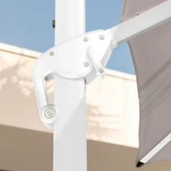 Parasol|MOBELLIA Parasol déporté rectangulaire aluminium (4 x 3 m) Yucatan Blanc et Taupe