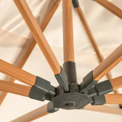 Parasol|MOBELLIA Parasol déporté rectangulaire aluminium (4 x 3 m) Yucatan effet Bois et blanc Effet bois - blanc