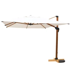 Parasol|MOBELLIA Parasol déporté rectangulaire aluminium (4 x 3 m) Yucatan effet Bois et blanc Effet bois - blanc