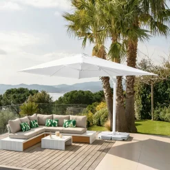 Parasol|MOBELLIA Parasol déporté rectangulaire aluminium (4 x 3 m) Yucatan Blanc