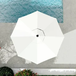 Parasol|MOBELLIA Parasol rond aluminium (D3,5 m) Yucatan effet Bois et blanc Effet bois - blanc