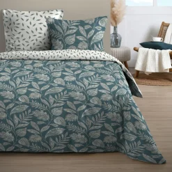 Parure De Lit|STOF Parure de draps coton 4 pièces (140 x 190 cm) Gaëlle e Bleu