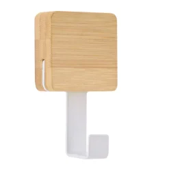 Rangement Salle De Bain|TENDANCE Patère adhésive carrée Crochet simple 3M Bambou Blanc