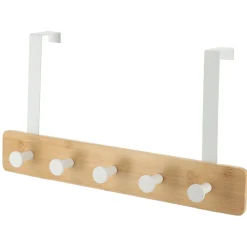 Rangement Salle De Bain|TENDANCE Patère pour porte 3 crochets (L29 x H20 cm) Bambou Blanc