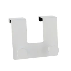 Rangement Salle De Bain|TENDANCE Patère pour porte métal 2 crochets (H10 cm) Blanc