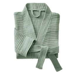 Linge De Bain|Peignoir|EMINZA Peignoir de bain gaze de coton L/XL Gaïa Vert Eucalyptus
