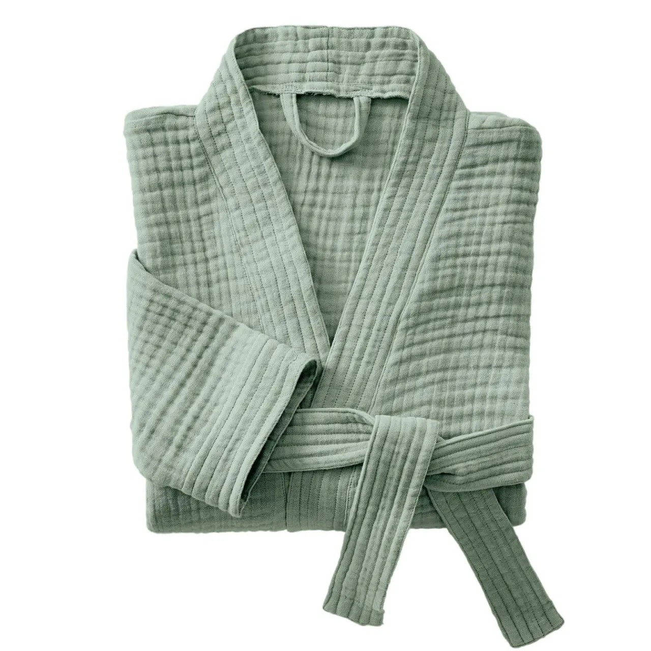 Linge De Bain|Peignoir|EMINZA Peignoir de bain gaze de coton L/XL Gaïa Vert Eucalyptus