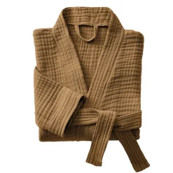 Linge De Bain|Peignoir|EMINZA Peignoir de bain gaze de coton S/M Gaïa Camel