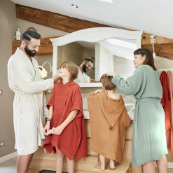 Linge De Bain|Peignoir|EMINZA Peignoir de bain gaze de coton S/M Gaïa pampa Beige