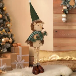 Personnage, Objet Grand Format|Père Noël, Animaux Et Personnage|JJA Peluche jambes téléscopiques (H95 cm) Hérisson de la forêt et vert Beige