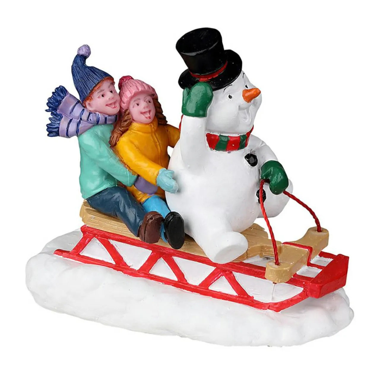 Village De Noël Lemax|LEMAX Personnages Luge avec Frosty le bonhomme de neige