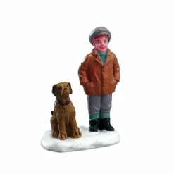 Village De Noël Lemax|LEMAX Personnages Petit garçon et son meilleur ami