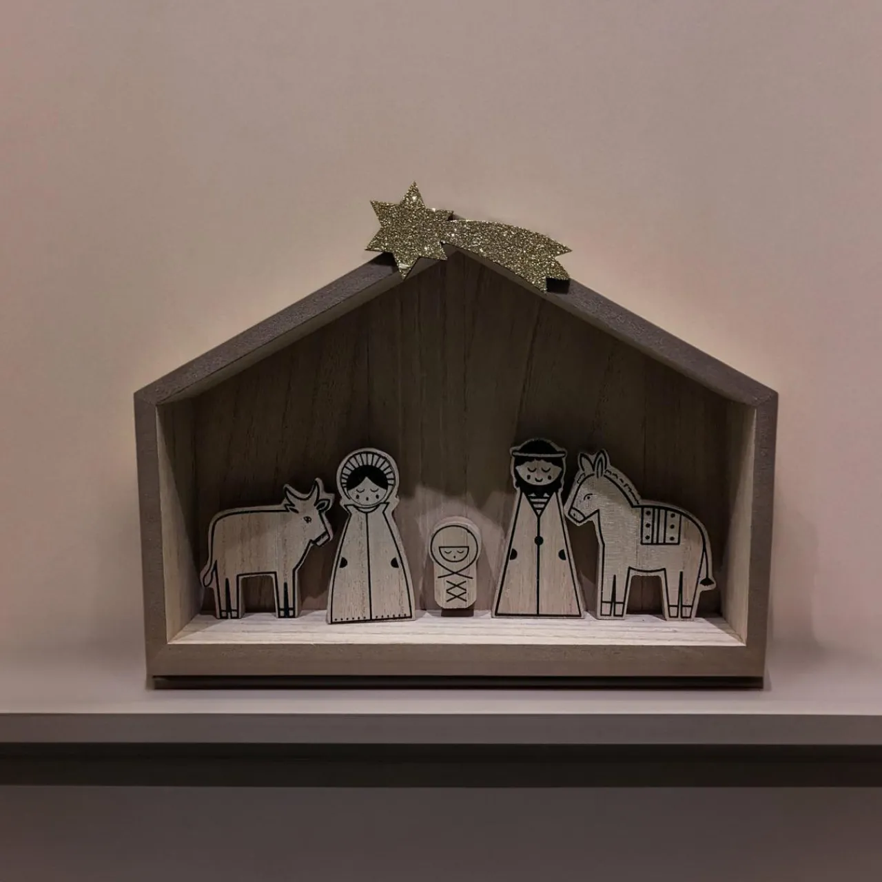 Crèche De Noël|KAEMINGK Petite crèche de Noël en bois (H27 cm) Sainte-Marceline