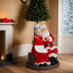 Cache Pied Sapin|KAEMINGK Pied de sapin géant (H97 cm) Père et Mère de Noël Rouge