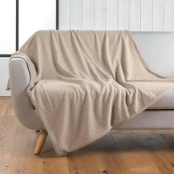 Plaid Et Jeté|douceur d'intu017drieur Plaid bouclette (180 x 220 cm) Wooly Beige