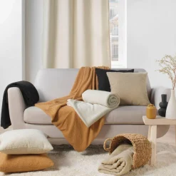 Plaid Et Jeté|DOUCEUR D'INTERIEUR Plaid bouclette (125 x 150 cm) Wooly Beige