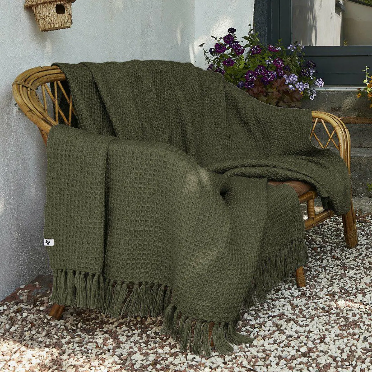 Plaid Et Jeté|Couvre-Lit Et Édredon|L'EFFET PAPILLON Plaid canapé matière recyclée (180 x 220 cm) Gabin thym Vert