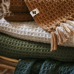 Plaid Et Jeté|Couvre-Lit Et Édredon|L'EFFET PAPILLON Plaid canapé matière recyclée (180 x 220 cm) Gabin thym Vert