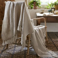 Plaid Et Jeté|Couvre-Lit Et Édredon|L'EFFET PAPILLON Plaid canapé matière recyclée (130 x 160 cm) Gabin pampa Beige