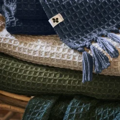 Plaid Et Jeté|Couvre-Lit Et Édredon|L'EFFET PAPILLON Plaid canapé matière recyclée (130 x 160 cm) Gabin Bleu nuit