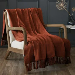 Plaid Et Jeté|L'EFFET PAPILLON Plaid coton (130 x 160 cm) Sixtine Terracotta