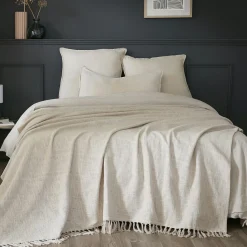 Plaid Et Jeté|Couvre-Lit Et Édredon|L'EFFET PAPILLON Plaid coton (180 x 220 cm) Sixtine Beige