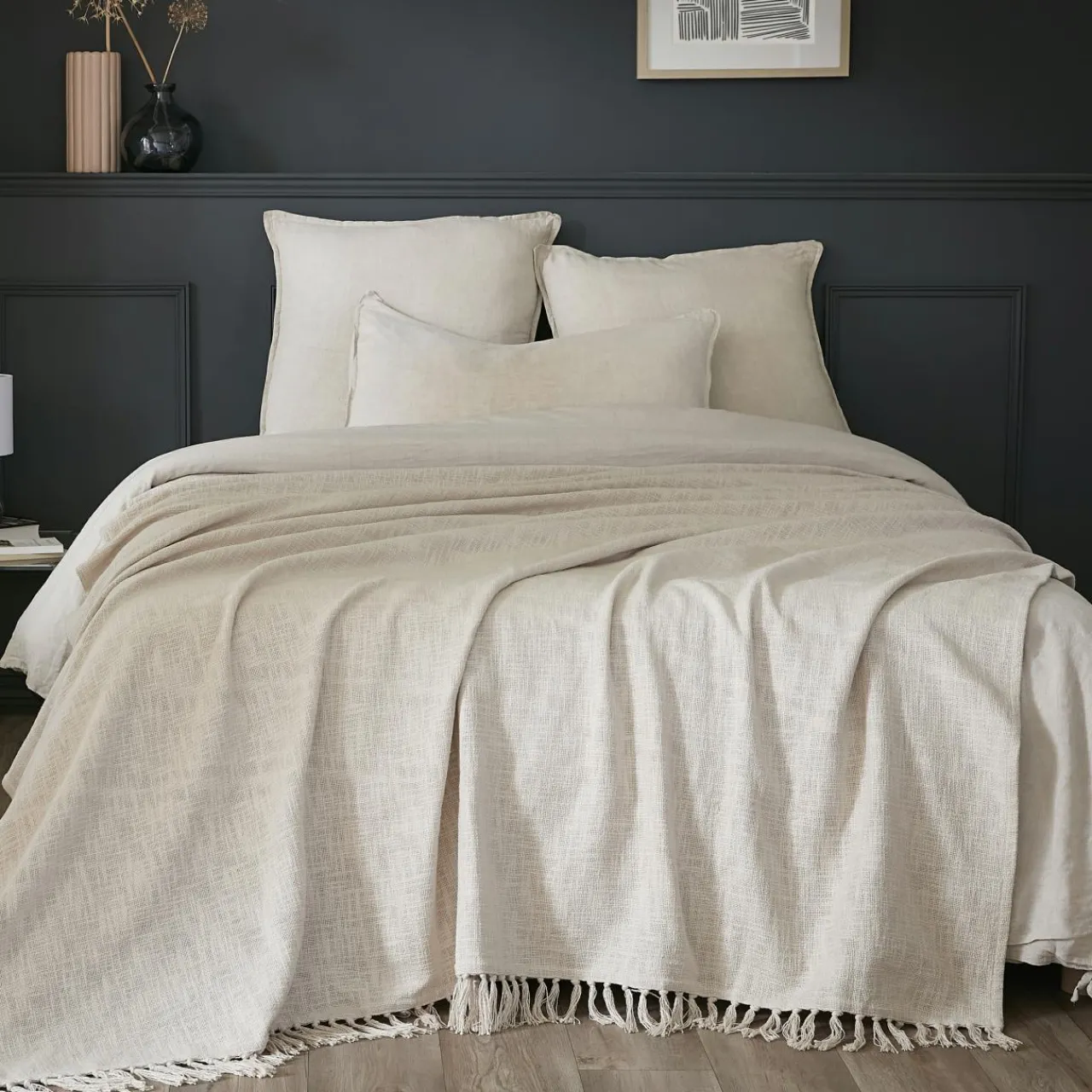 Plaid Et Jeté|Couvre-Lit Et Édredon|L'EFFET PAPILLON Plaid coton (180 x 220 cm) Sixtine Beige