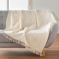 Plaid Et Jeté|douceur d'intu017drieur Plaid coton doux (125 x 150 cm) Ziggy Ecru