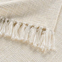 Plaid Et Jeté|douceur d'intu017drieur Plaid coton doux (125 x 150 cm) Ziggy Ecru