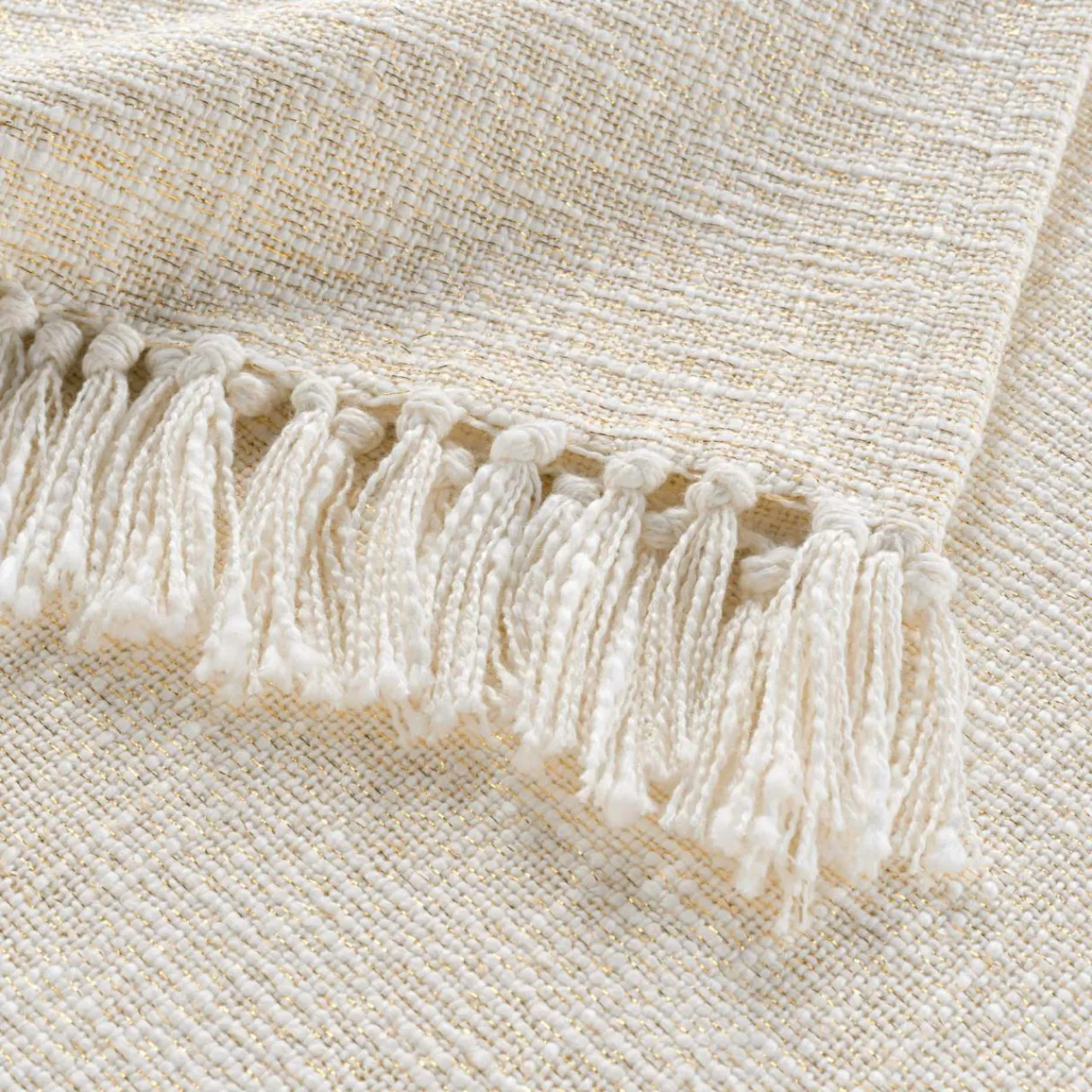 Plaid Et Jeté|douceur d'intu017drieur Plaid coton doux (125 x 150 cm) Ziggy Ecru