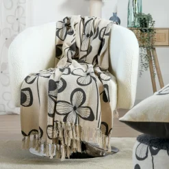 Plaid Et Jeté|STOF Plaid coton recyclé (125 x 150 cm) Tilda Ecru