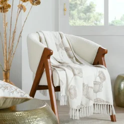 Plaid Et Jeté|STOF Plaid coton recyclé doux (125 x 150 cm) Oriana Ecru