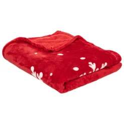 Plaid, Coussin Et Tapis De Noël|FEERIC LIGHTS Plaid de Noël (130 x 180 cm) Merry Christmas Rouge