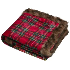 Plaid, Coussin Et Tapis De Noël|STOF Plaid de Noël en flanelle (130 x 160 cm) Carreaux Tartan et vert Rouge