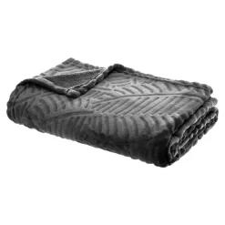 Plaid Et Jeté|ATMOSPHERA Plaid doux (150 cm) 3D Feuille Gris