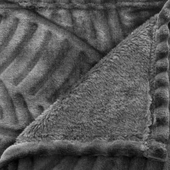 Plaid Et Jeté|ATMOSPHERA Plaid doux (150 cm) 3D Feuille Gris