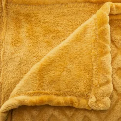 Plaid Et Jeté|ATMOSPHERA Plaid doux (150 cm) 3D Losange Jaune ocre