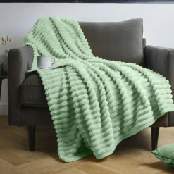 Plaid Et Jeté|EMINZA Plaid doux (125 x 150 cm) Dune Vert sauge