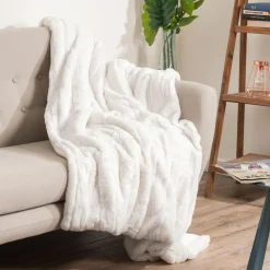 Plaid Et Jeté|ATMOSPHERA Plaid doux (180 x 230 cm) Manoir Blanc