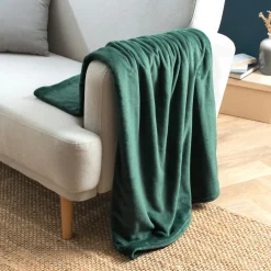 Plaid Et Jeté|EMINZA Plaid doux flanelle (130 x 180 cm) Didou Vert