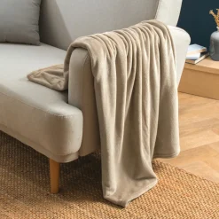 Plaid Et Jeté|EMINZA Plaid doux flanelle (125 x 150 cm) Didou glacé Marron