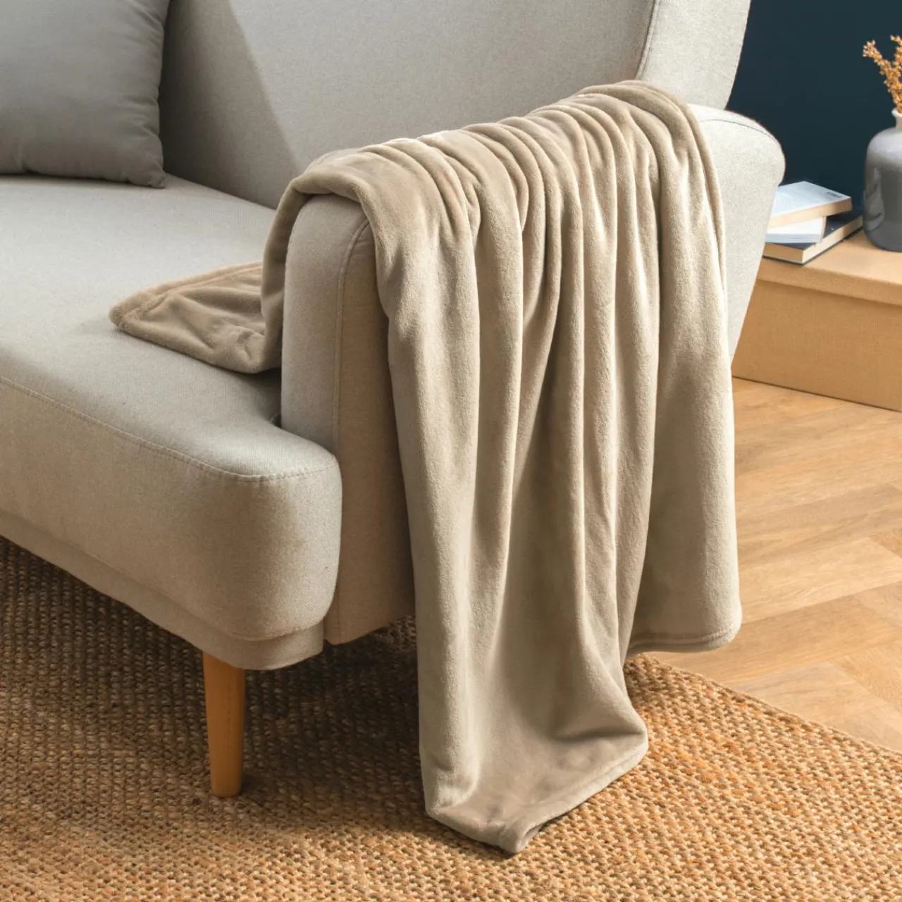 Plaid Et Jeté|EMINZA Plaid doux flanelle (125 x 150 cm) Didou glacé Marron