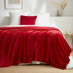 Plaid Et Jeté|EMINZA Plaid doux flanelle (220 x 240 cm) Didou Rouge