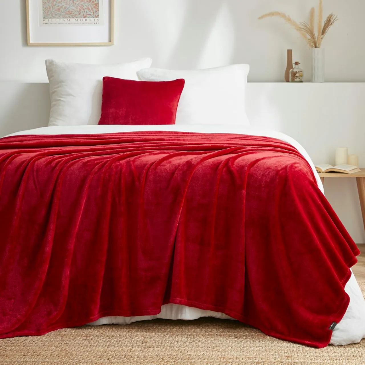 Plaid Et Jeté|EMINZA Plaid doux flanelle (220 x 240 cm) Didou Rouge