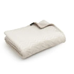 Plaid Et Jeté|EMINZA Plaid doux flanelle (125 x 150 cm) Zag Ecru