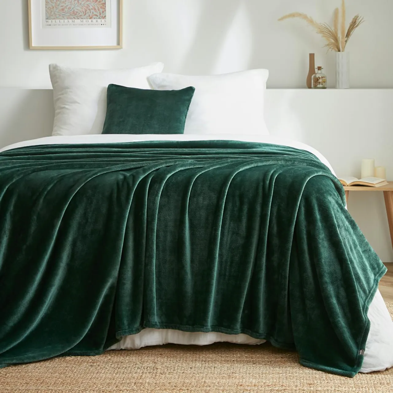 Plaid Et Jeté|EMINZA Plaid doux flanelle (220 x 240 cm) Didou Vert